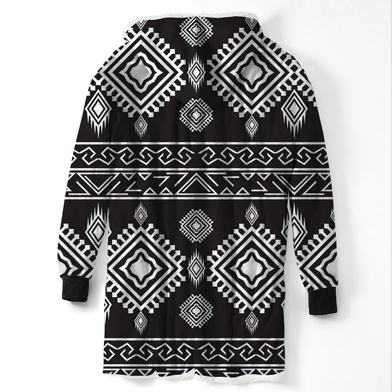 Boho плед с капюшоном Одеяло свитер пуловер для взрослых теплый плюшевый карман ТВ флисовое пальто 3D богемные рукава конверт с капюшоном
