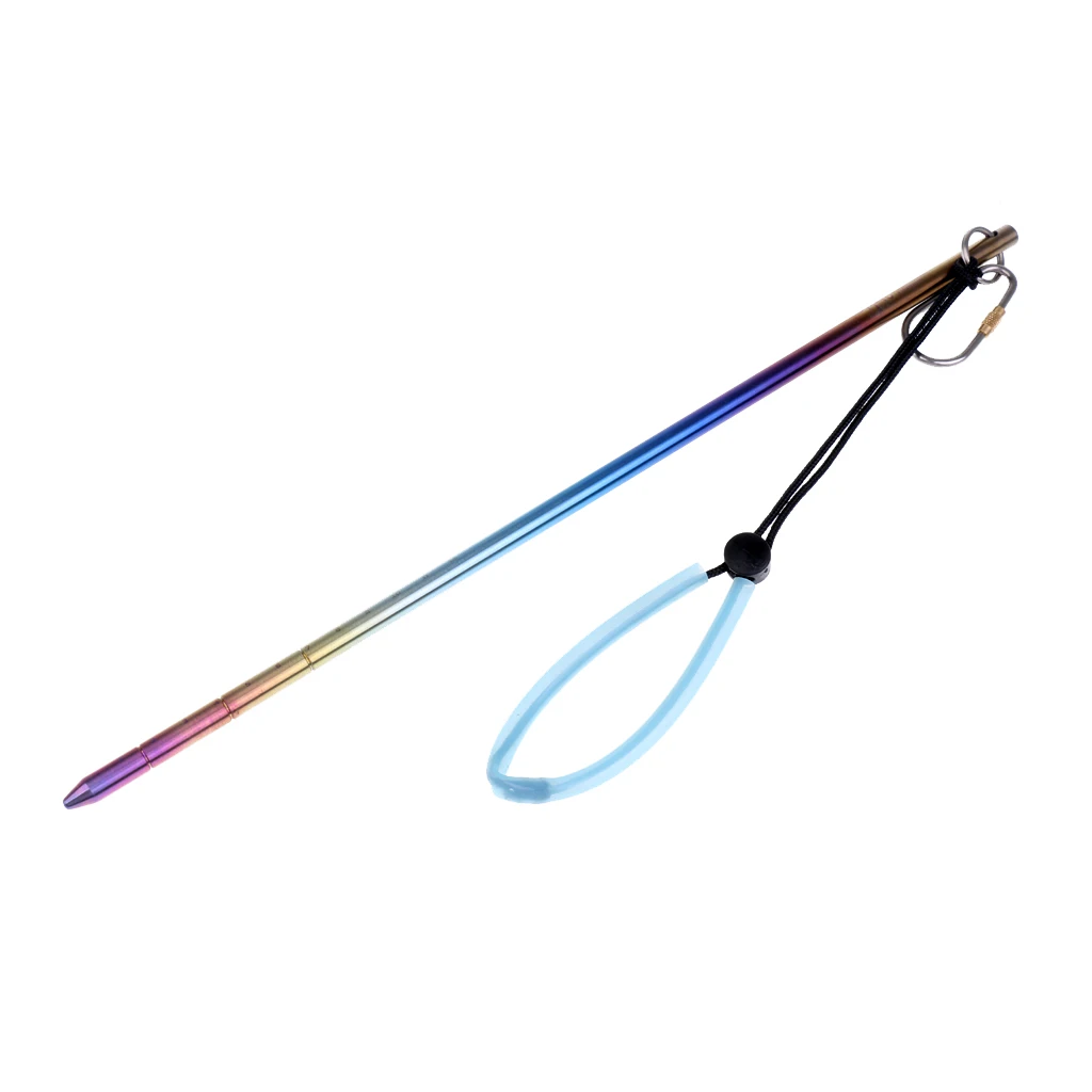 Titanium Alloy 13.8' Scuba Diving Dive Pointer Stick Rod with Measurement, Clip, Adjustable Tube Wrist Lanyard Strap