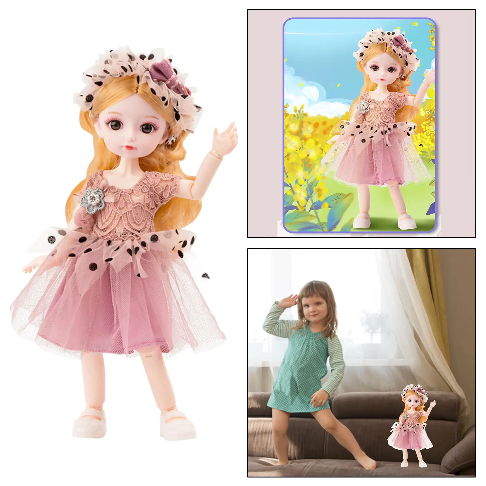 Boneca de jogo de boneca de 3x 10 polegadas bjd com maquiagem de vestido de  moda & brinquedo de cabelo liso - AliExpress