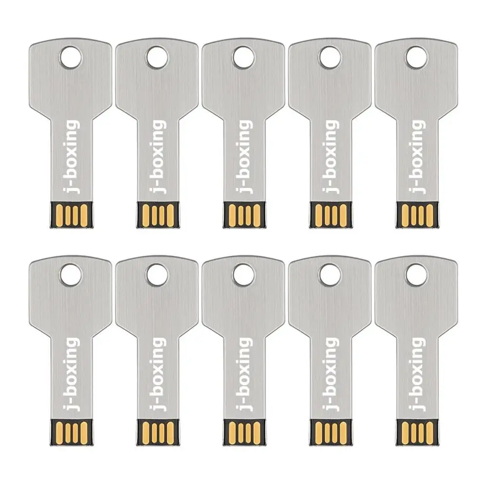 J-бокс USB флэш-накопители ключ Форма 10 шт./упак. 1 Гб 2 ГБ 4 ГБ 8 ГБ оперативной памяти, 16 Гб встроенной памяти, 32 ГБ флэш-накопитель USB флэш-карты флэш-накопитель для компьютера Mac подарки - Цвет: Серебристый