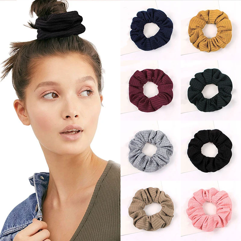 

1 PC Large Size stripe Velvet Scrunchies Ponytail Holder Tail Wrap Elastic Hair Bands Hair Band Accessories