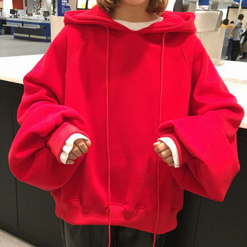 2019 Sweatshirt Women Fashion Students Hoodies O-neck Long-sleeved Yellow Black Hoodies Oversize Harajuku BF Loose Hoodies Tops