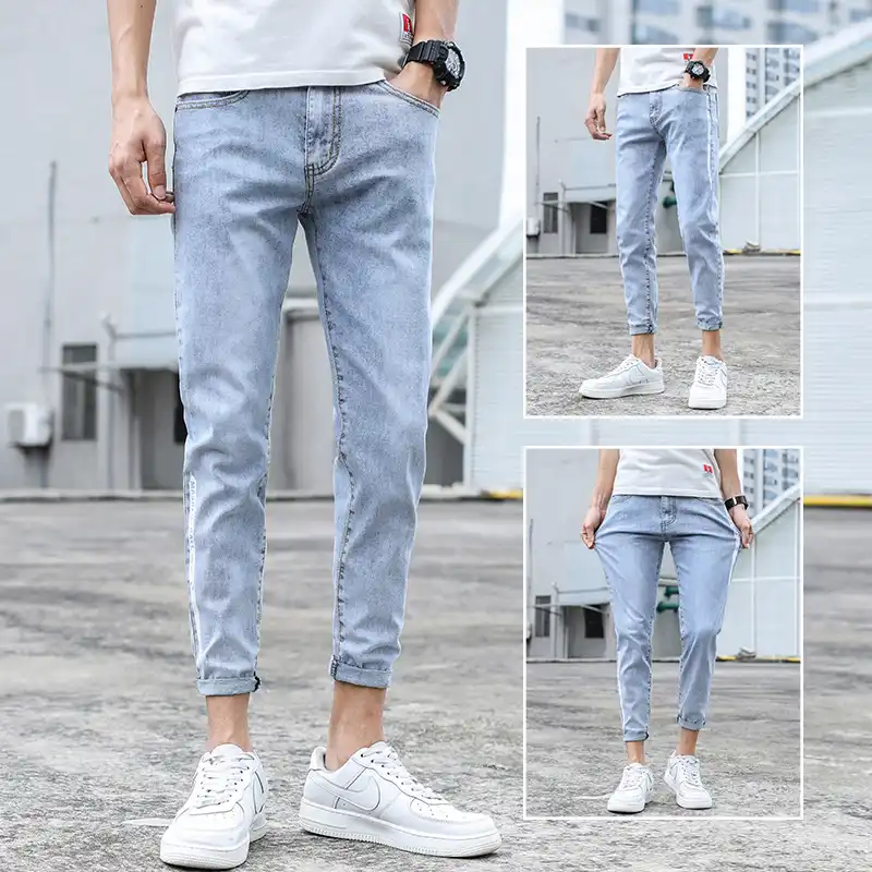 NEW Mens Jeans Slim Fit 2020 Stylish Jeans Men Fashion Ankle length Casual  Korean Style All match Streetwear Mens Trousers|Jeans| - AliExpress