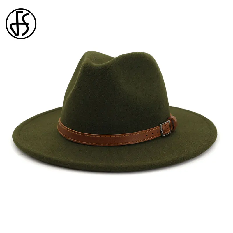 FS зимние Осенние шерстяные шапки для мужчин женские фетровые шляпы черные