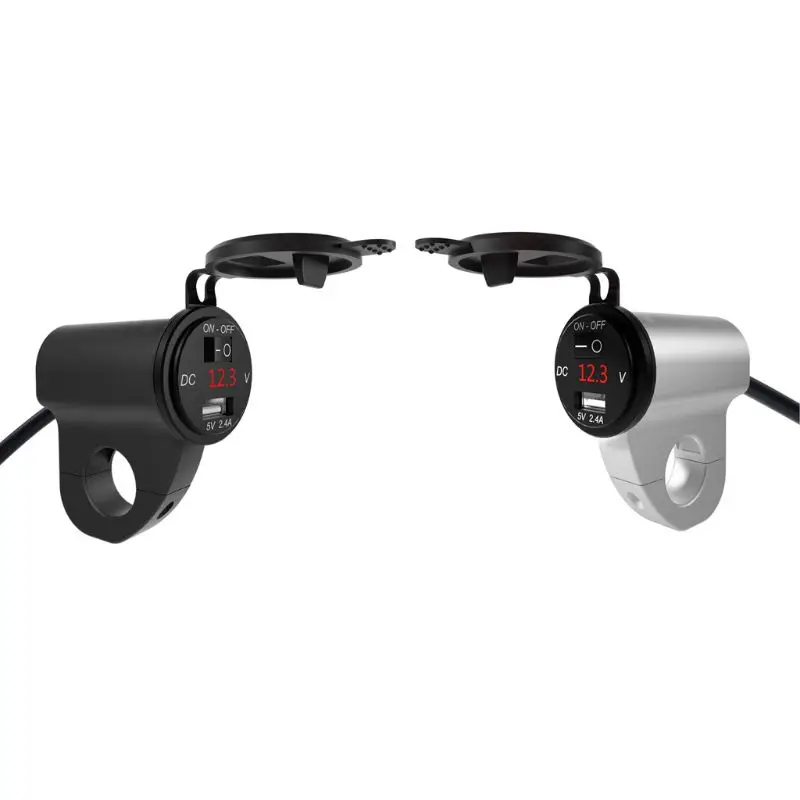 1 предмет металлический мотоцикл 12V SAE USB Зарядное устройство с переключатель вольтметра для мобильного телефона gps
