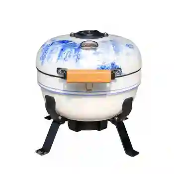

Outdoor Living 12 inch Ceramic Kamado BBQ Grill Egg Shaped White Portable Home and Camping Mini Charcoal BBQ Grills Smoker