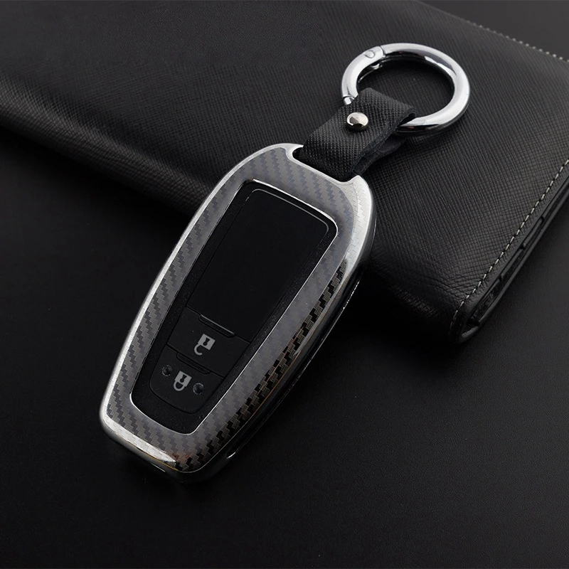 Carbon Fiber Alloy Remote Keyless Shell Cover For Toyota Camry 8th Universal Car Key Case Cover Interior Accessories - Название цвета: black