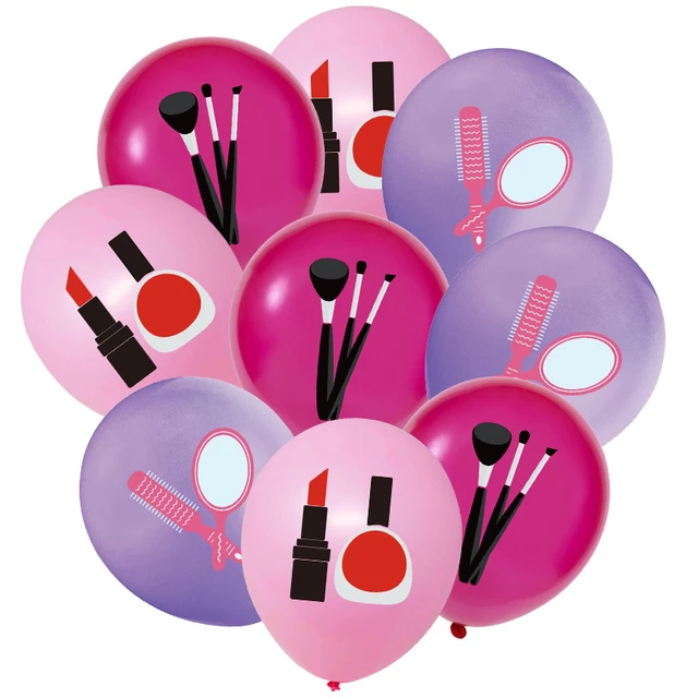 BALLON DECORATIF,8pcs Number 3--Ballons de maquillage pour Spa, 8 pièces,  pour anniversaire, princesse, fille, Sexy, rouge à lèvres