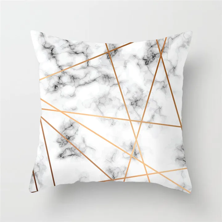 Fuwatacchi Geometry Cushion Cover Striped Geometric Printed Pillowcases Linen Cotton Gold and White Pillow Covers Sofa 45x45cm - Цвет: PC02043