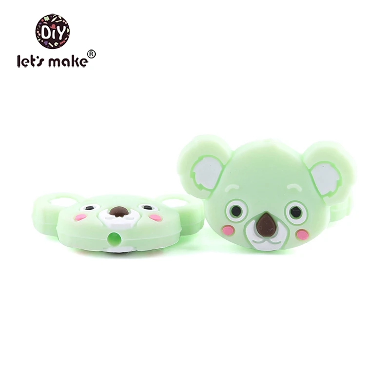 koala mint Let'S Make/1 шт., силиконовый прорезыватель, бусины, Шестигранник, Прорезыватель для зубов, маленькие грызуны, мультфильм, жемчуг, 0-12 месяцев, силиконовая погремушка, детский Прорезыватель - Цвет: koala mint