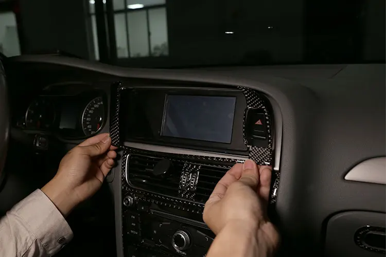 Для Audi A4L/A5 2009- Реальные углеродного волокна интерьер автомобиля навигации Предупреждение светильник рама 3D аксессуары Стикеры