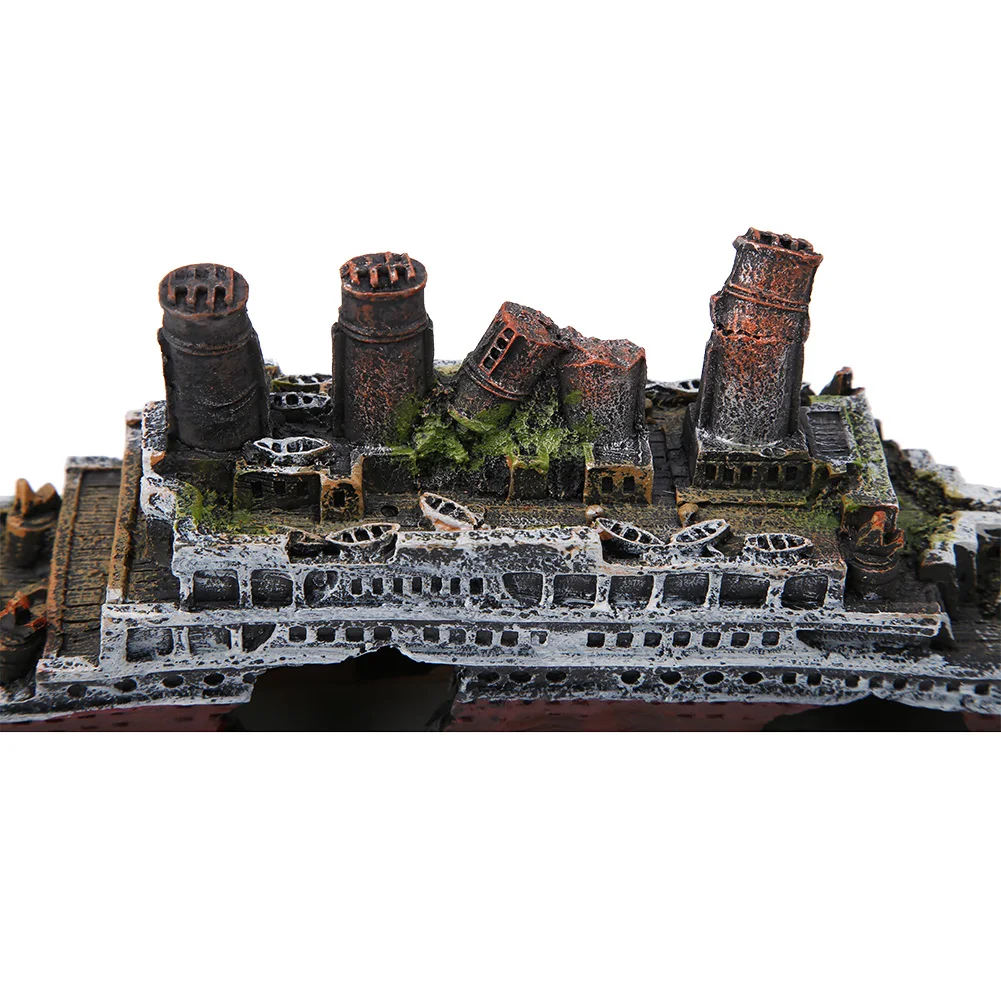 Titanic Lost Wrecked Boat Ship Aquarium Fish Tank Landscape Decoration Ornament