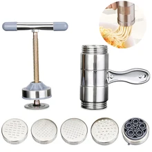 Ручной пресс для лапши, машина для приготовления макаронных изделий, резак для фруктов, соковыжималка, кухонная посуда для приготовления спагетти с 5 пресс-форм es, кухонные инструменты