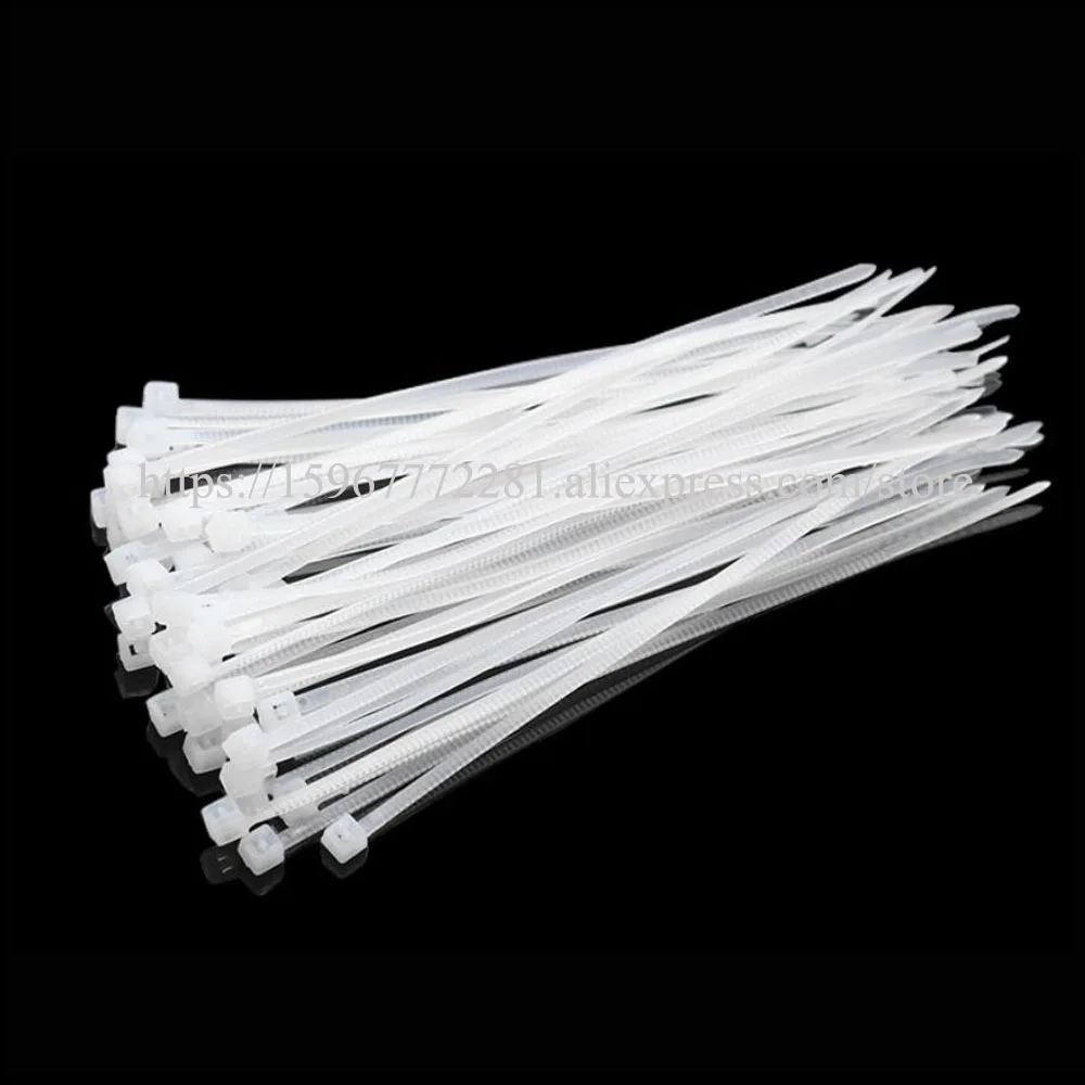 1000PCS White Nylon Cable Wire Zip Ties Self-locking Nylon Tie  With 3*120mm YU 