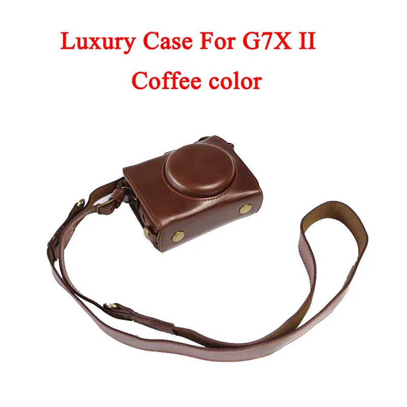 G7X II -Coffee Роскошный чехол для камеры из искусственной кожи, сумка для Canon Powershot G7X-2 G7X II G7X III G7X Mark 3, чехол с ремешком и открытой батареей - Цвет: G7X II -Coffee