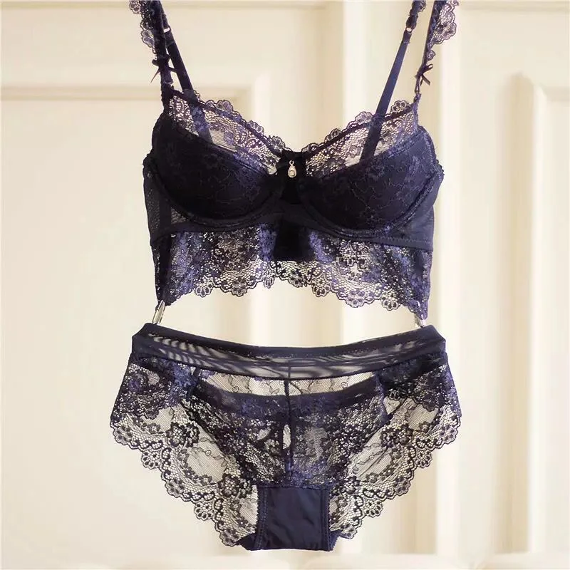 Large Size Sexy Lingerie Lace Padded Bra 5 Breasted Push Up Women Bra Sets  A B C D Cup Underwear For Women Lace Panties Sets Q0705 From Sihuai03,  $9.66