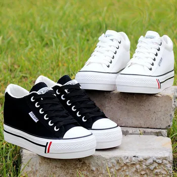 

Platform Sneakers Women Casual Canvas Shoes Trainers Female Fashion Lace Up Wedge Shoes Basket Femme Tenis Feminino