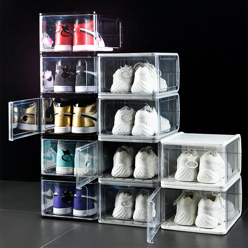 Large thickened transparent plastic shoe box, detachable folding shoe box storage artifact, dustproof shoe storage box2021