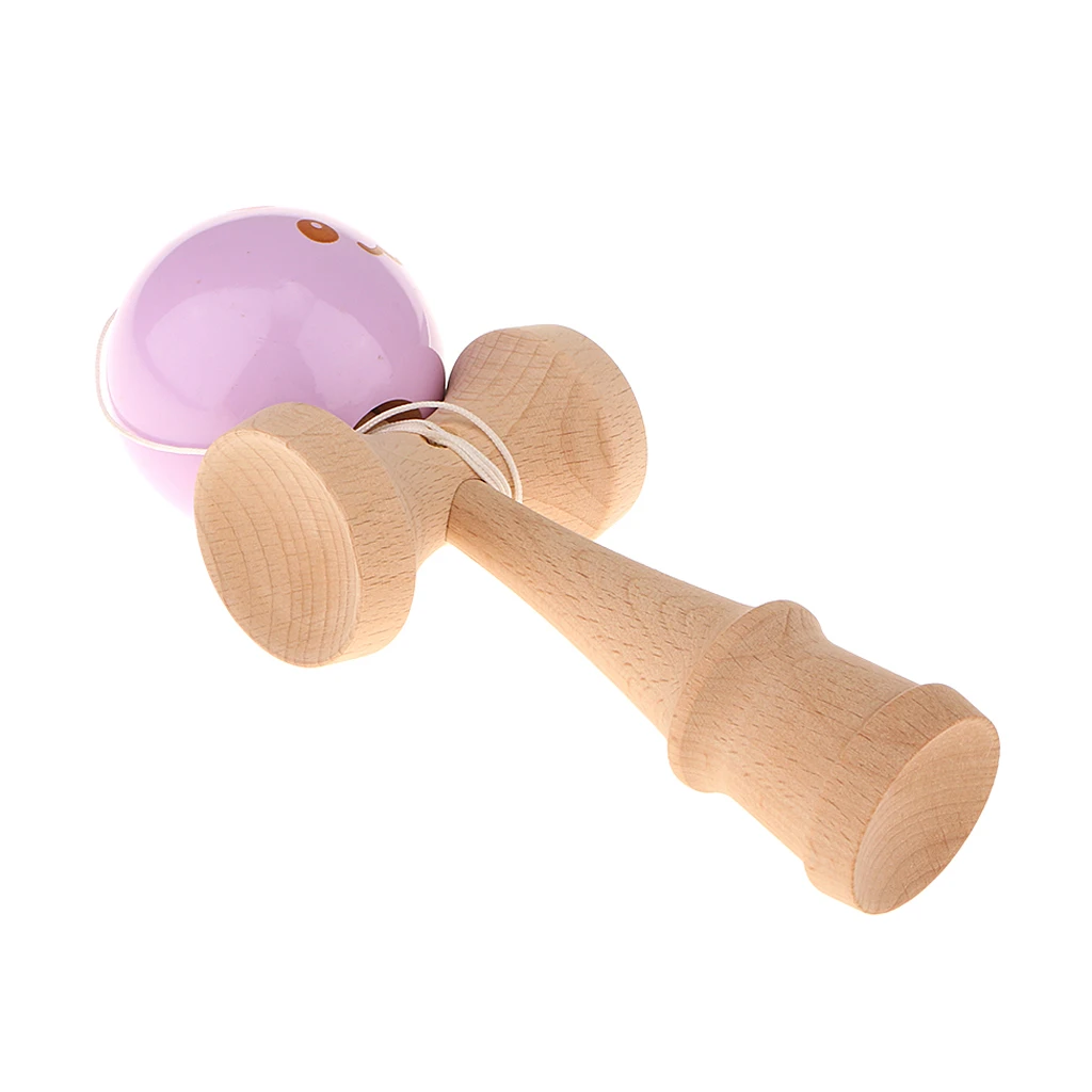 Kids Wooden Fun Printed Kendama Skill Ball Japanese Game Kid Toys Happy Face