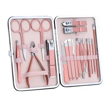 

Manicure Pedicure Set With Case Nail Clipper Kit pedicure tools Stainless Steel Travel Home Face Nail Care Tools 12 16 18 7 PCS
