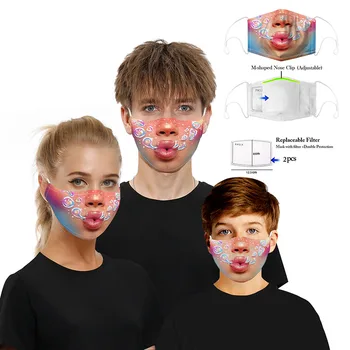 

Adult Washable Face Mask Cosplay Funny Mouth Cap with PM2.5 Filter Dustproof Sand Exhaust Reusable Mascarillas Halloween Masque