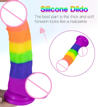 Super Realistic Silicone Rainbow Dildo Huge Anal Penis Gode Suction Cup Sextoys Female Masturbation Faloimitator Products Dick 3