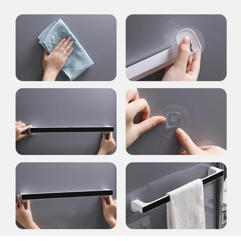 Self-adhesive Bathroom Towel Bar Towel Wall Mounted Hanger Holder Rack Shelf Shoes Holder Hanging Finishing Rack