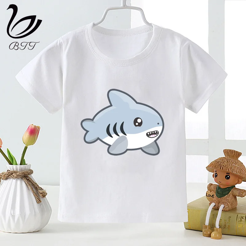 Крутая Детская футболка с изображением акулы Детская футболка с рисунком Детские Забавные топы, одежда для малышей