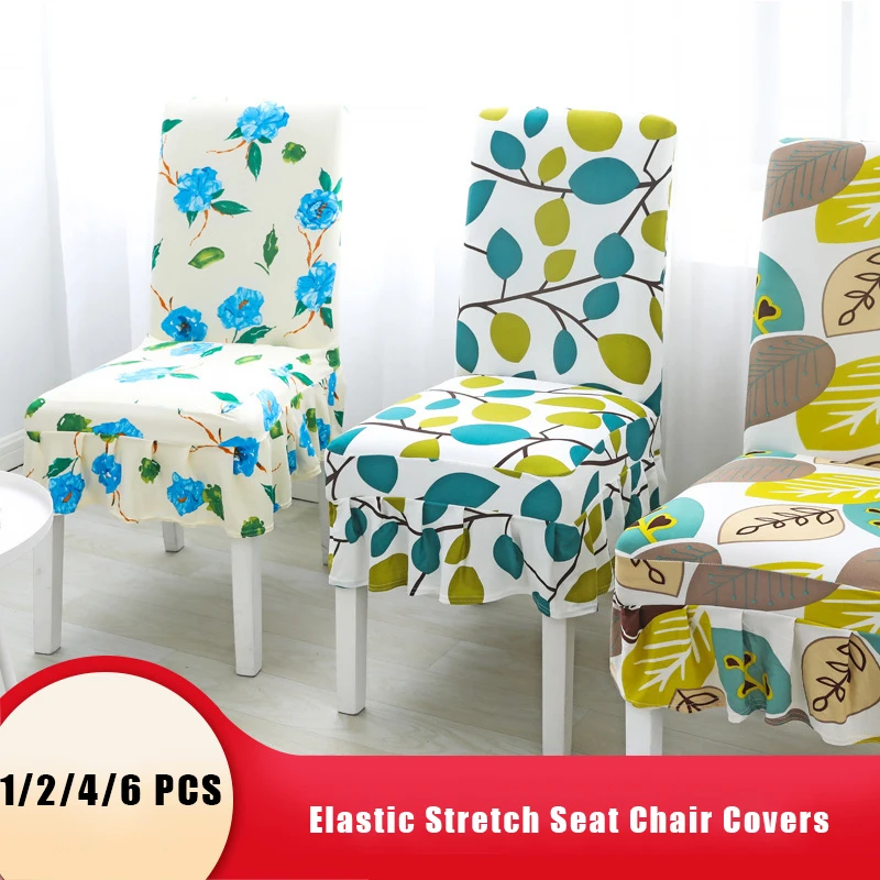 

Printed Chair Covers For Kitchen Removable Spandex Elastic Chair Cover Decoration Slipcovers For Dining Room Chairs Banquet