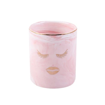 

Promotion--Marble Pattern Ceramic Pencil Case Makeup Brush Case Storage Case Storage Case Knife Fork Case Soft Package Pink Eyel