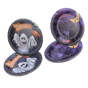 

Colorful Convenient Round Paper Tableware Paper Plates Dinning Plate Paper Dishes for Halloween Festival