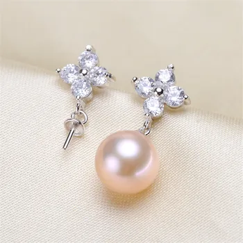 

925 Sterling Silver Plating Earrings Pearl Earrings Accessories Findings Earrings Jewelry Parts Fittings Mountings DIY Girl Gift