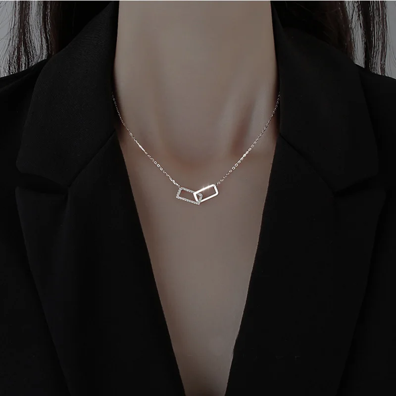 Trendi 925 Sterling Silver Persegi 