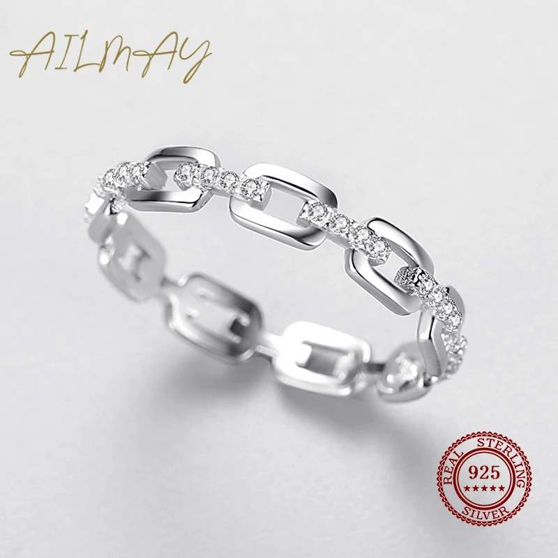 925 Sterling Silver Simple Cadena Hueca Stackable Charm Finger Ring For Women Girls Party Accessories Jewelry Silver Ring Silver Rings