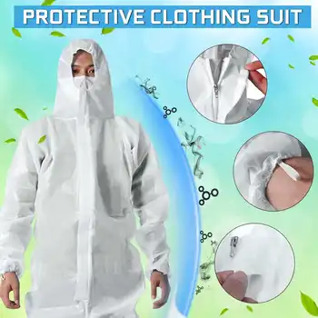 

Disposable Dust Spray Suit Siamese Protective Coverall Siamese High quality Non-woven Waterproof Dustproof Safety Clothing Work