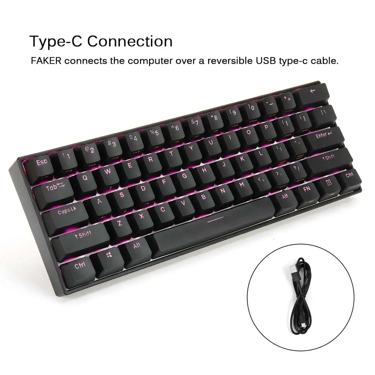 60% NKRO механическая клавиатура bluetooth 5,0 type-C RGB Cherry MX Switch PBT Double Shot Keycap 61 клавиша Механическая игровая клавиатура