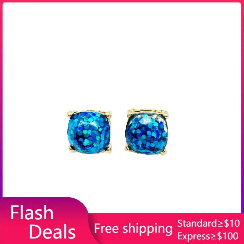 Серьги-гвоздики женские квадратные с опалом 14 цветов | Украшения и аксессуары