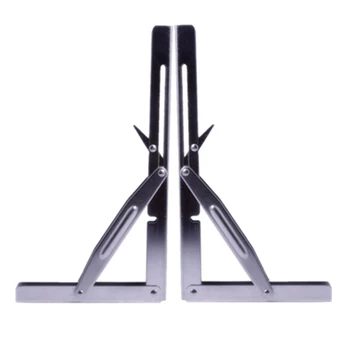 

2 Pieces of Stainless Steel Folding Shelf Countertop Bracket 250KG Load Heavy Duty