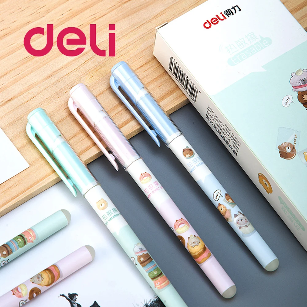 

Deli 1PCS Erasable pen Crystal Blue Thermal Wipe Gel Pen 0.5mm Needle Tube Simple Stationery Supplies Water pen Small Fresh