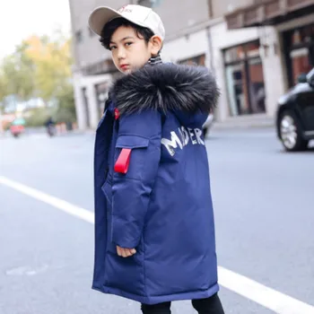 

2019 New Children Winter Clothes Boys Fashion Long Down Jackets Thicken Warm Coat Students Casual Coat With Raccoon Fur Collar