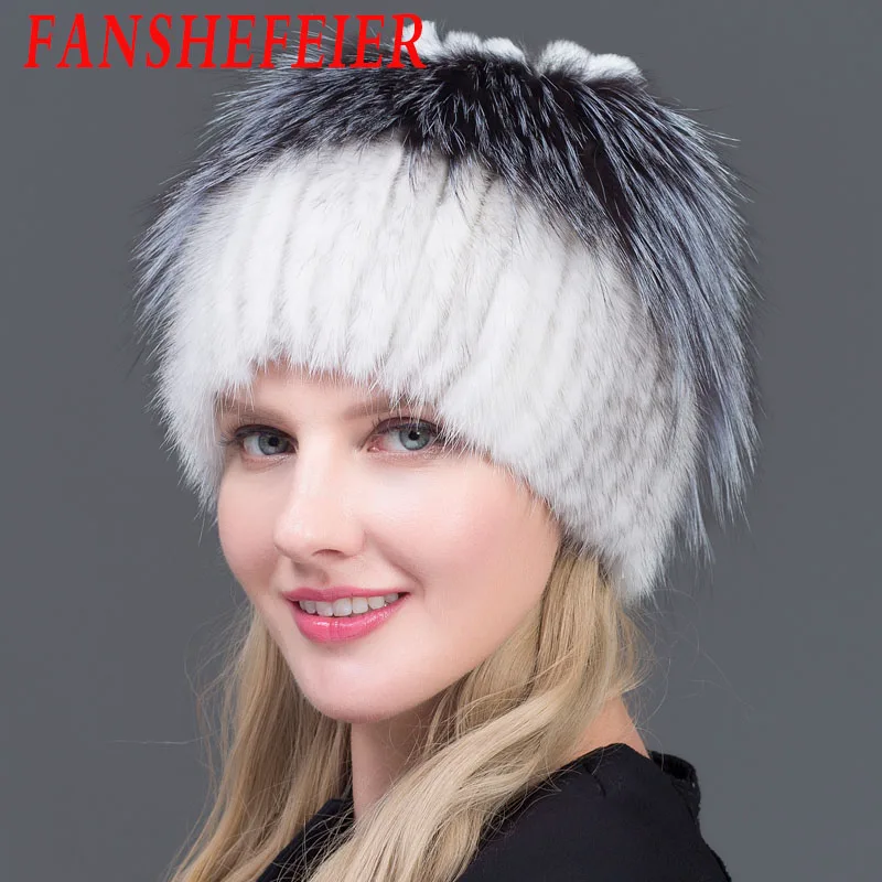 FANSHEFEIER натуральная черно-бурая лиса меховая шапка женская натуральная норковая меховые зимние шапки для женщин розовые стразы Лоскутные разноцветные шапочки