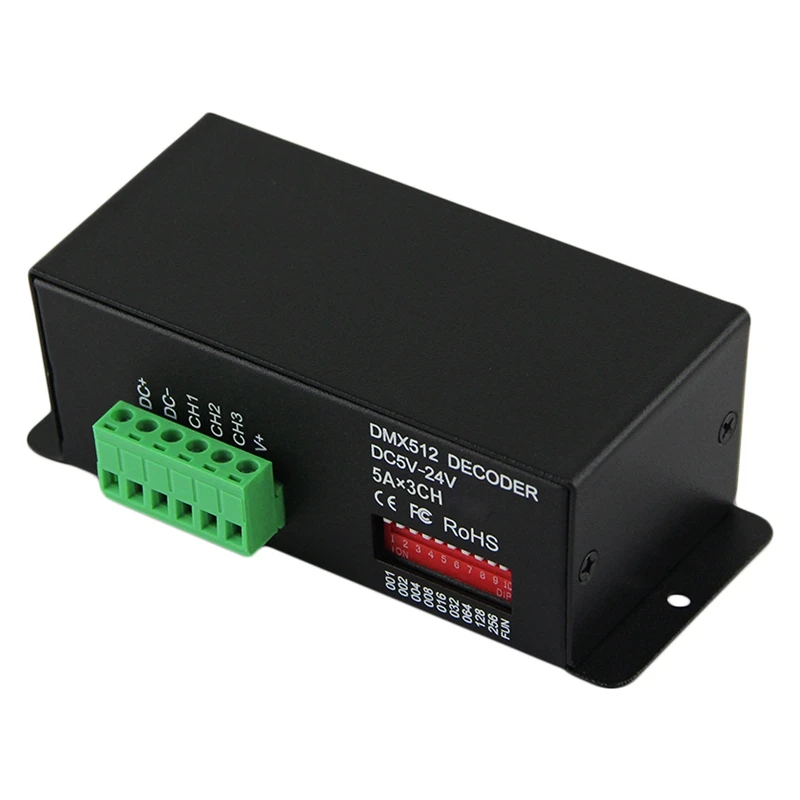 

RISE-Bc-803 Rgb Dmx512 Controller Dc5V-24V 5A*3Ch Constant Voltage Pwm Rgb Dmx512 Decoder For Rgb Led Strip Led Lamp Wall Washer