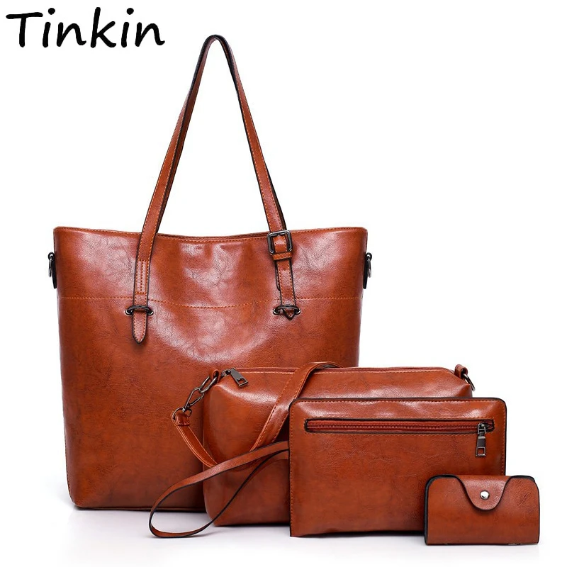 Винтажная женская сумка через плечо из искусственной кожи 4 шт. с ручками | Багаж и