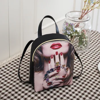 

2020 New Autumn 2020 New Fashion Mini Backpack Print Cartoon Birthday Gift Student Synthetic Leather Women Shoulder Bags PU Hasp