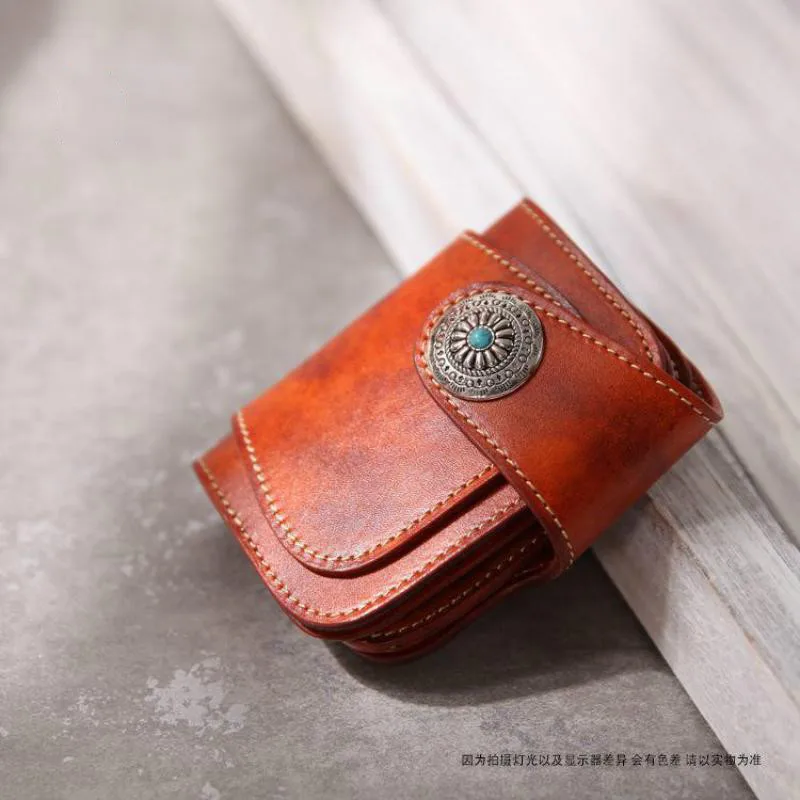Johnature Vintage hand gefertigte echte Leder kurze Brieftasche 2024 neue einfarbige Hasp erste Schicht Rindsleder Unisex Türkis Geldbörse