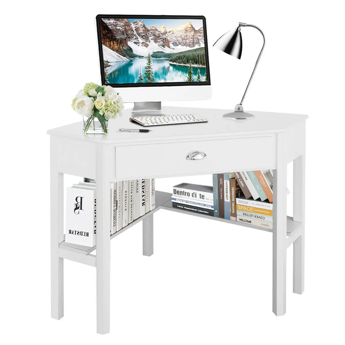 Costway Corner Computer Desk Laptop Writing Table Wood Workstation Home Office Furniture Costway Corner Computer Desk Laptop Writing Table Wood Workstation Home Office Furniture