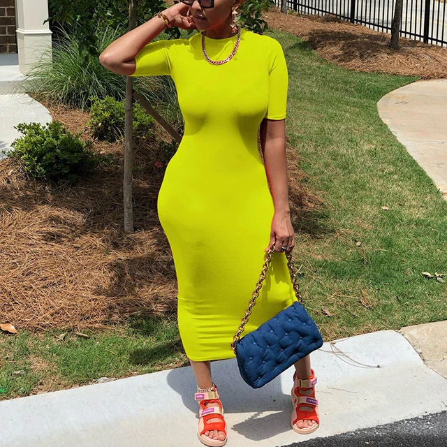 Short Sleeve O Neck Casual Bodycon Maxi 