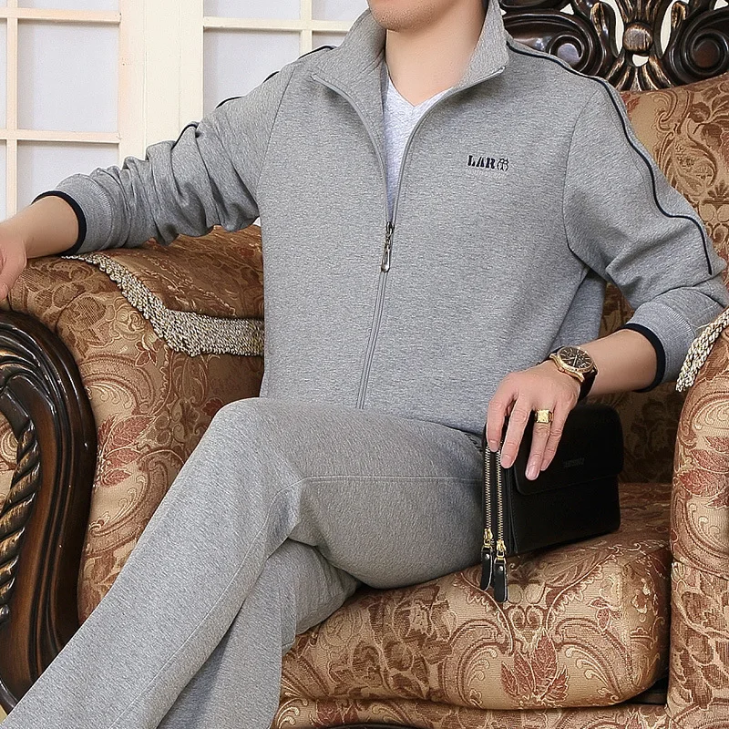 

Spring And Autumn Summer Middle-aged MEN'S Sport Suit Middle-aged Large Size Casual Daddy Clothes Running Pure Cotton Three-piec