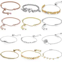 Peach Blossom завязанная цепочка из бусин в форме сердца, блестящий любимый браслет, браслет, подходит для бусины из стерлингового серебра 925, очаровательные европейские ювелирные изделия