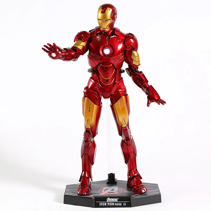 Marvel Железный человек 2 Mark IV MK 4 Tony Stark ПВХ фигурка с светодиодный подсветкой Коллекционная модель игрушки